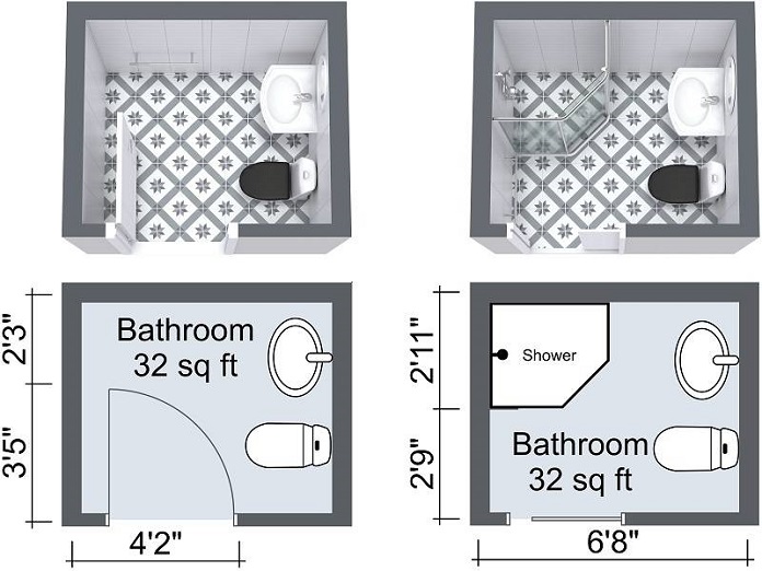Ảnh 6: Bản vẽ nhà vệ sinh kết hợp phòng tắm