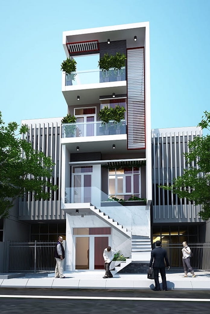 Những ngôi nhà mặt phố khi thiết kế cầu thang ngoài sẽ đem lại thuận tiện hơn