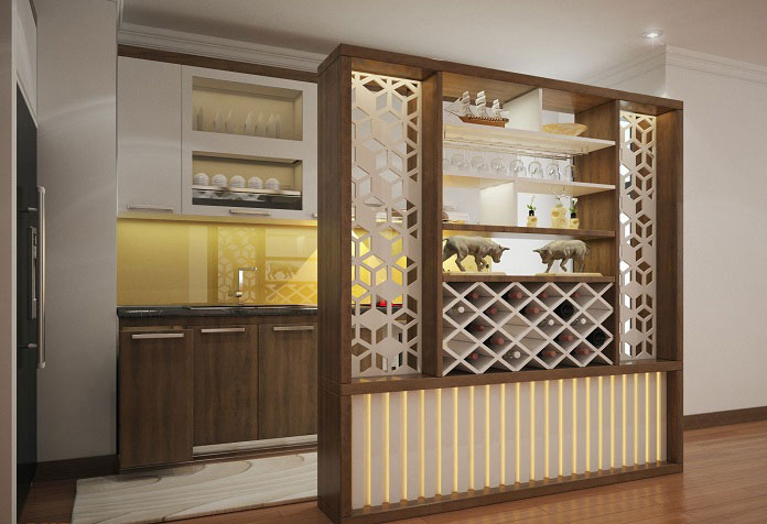 Hình 25: Một mẫu tủ ngăn khách và bếp khác cho khách hàng lựa chọn