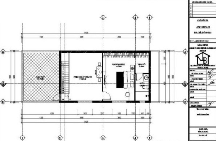 Ảnh 13: Bản vẽ tầng lửng nhà cấp 4 gác lửng mái lệch có diện tích 5.8 x 15m