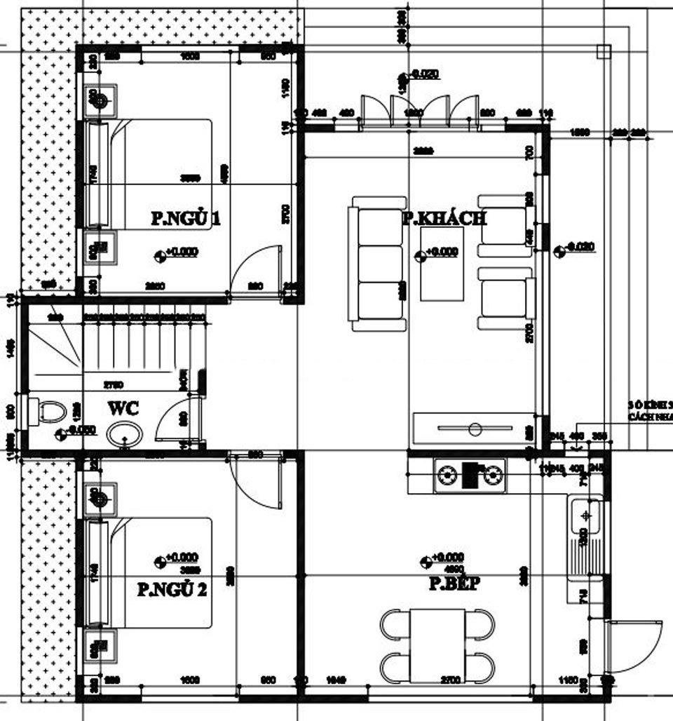 mẫu nhà 2 tầng mái thái 8x10m