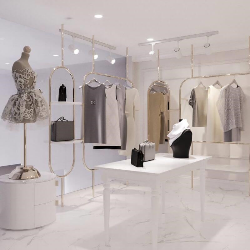 Việc thiết kế cửa hàng thời trang nữ cần đẹp và đơn giản để thu hút khách hàng.