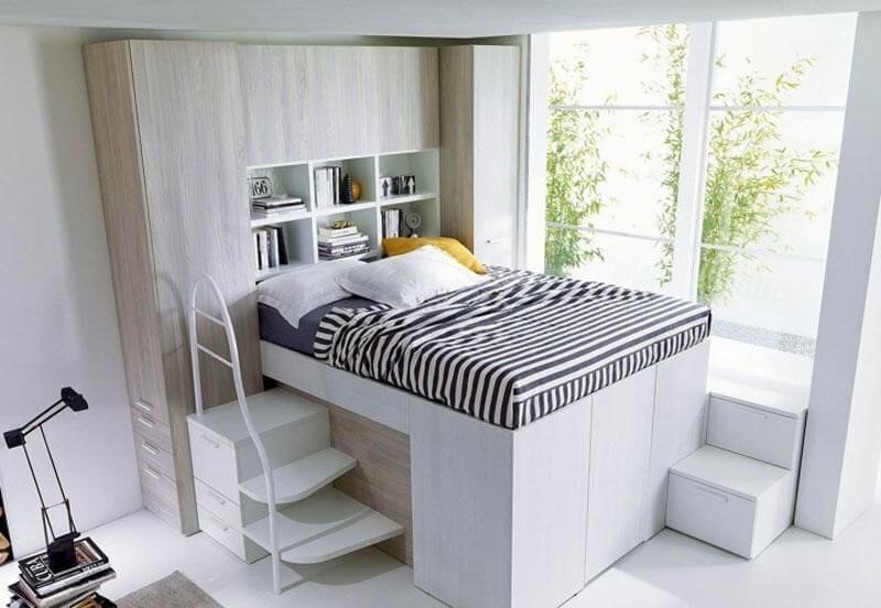 Phòng ngủ đơn có diện tích 8m2 được thiết kế đơn giản nhưng cũng kết hợp để sử dụng làm nơi làm việc.