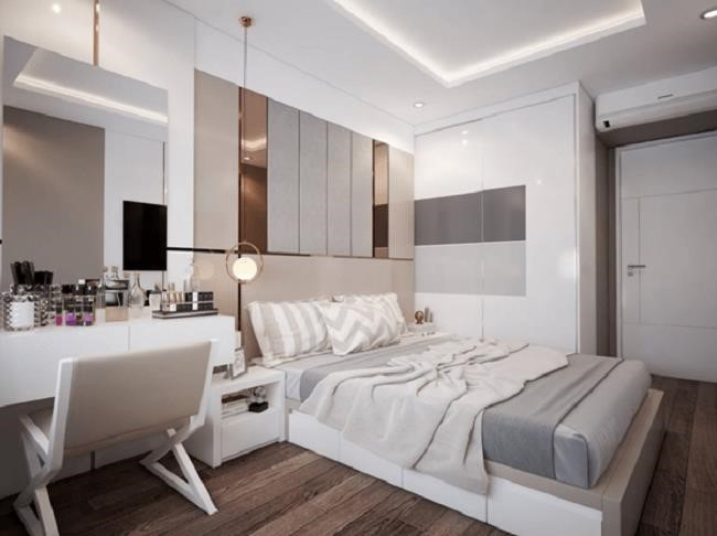 Phòng ngủ hiện đại sang trọng được thiết kế theo mẫu mã đẹp mắt và tiên tiến.