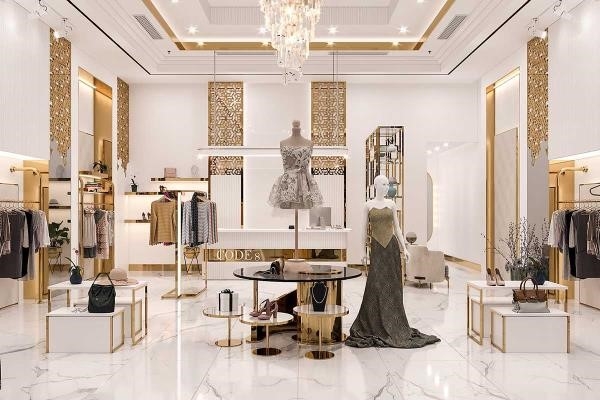 Shop quần áo nữ chú trọng vào thiết kế cao cấp và có diện tích 30m2.