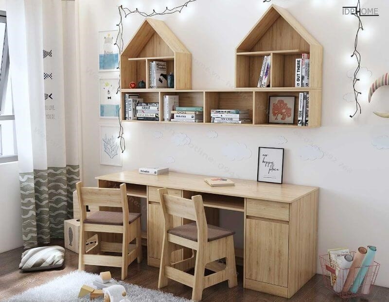 Thiết kế nội thất phòng học cho trẻ bằng gỗ tự nhiên là một giải pháp tuyệt vời.