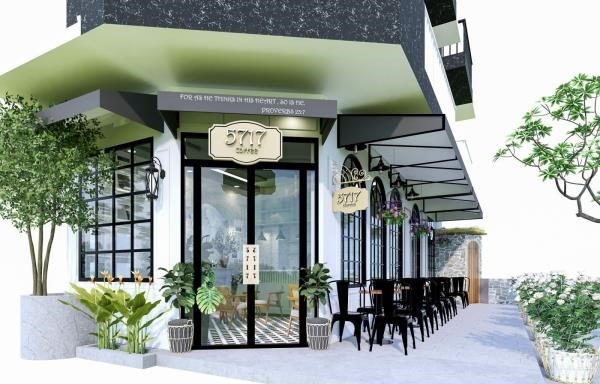 Một mẫu thiết kế quán cà phê góc phố được thiết kế theo phong cách nhiệt đới.