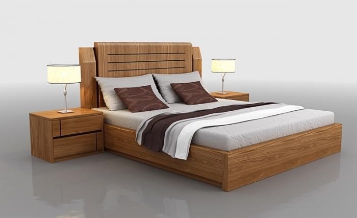 Vật dụng giường ngủ được làm bằng gỗ tự nhiên.