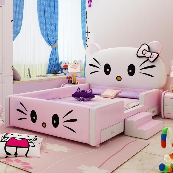 Một chiếc giường ngủ hiện đại với những họa tiết ngộ nghĩnh được thiết kế đặc biệt dành cho bé trẻ.