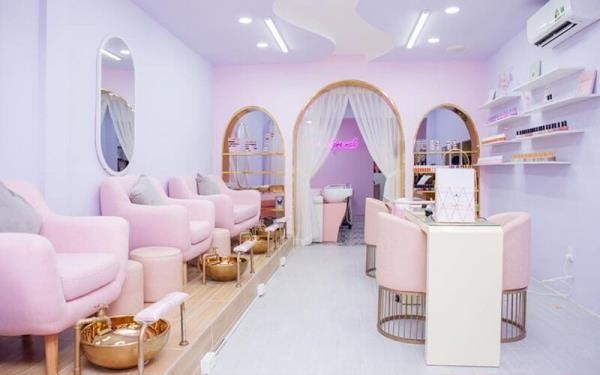 Thiết kế cho tiệm nail nhỏ xinh đẹp với phong cách ngọt ngào.