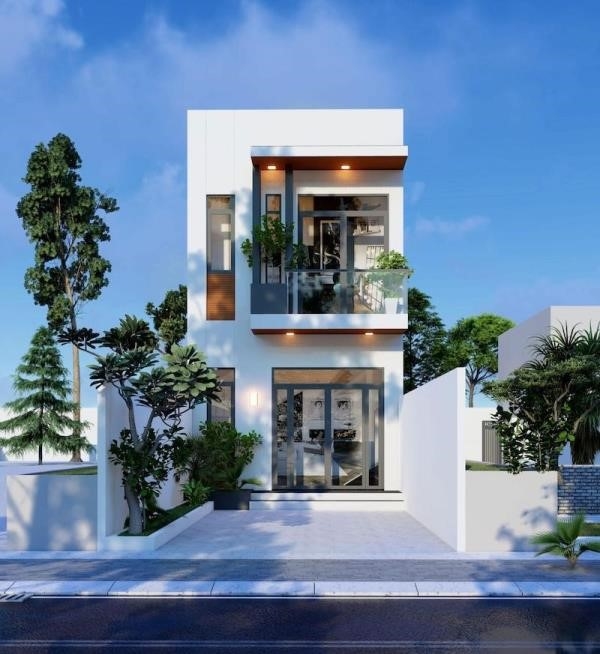 Một căn nhà 2 tầng có diện tích 7×13 và giá tiền là 600 triệu đồng. Nó được lắp đặt với mái bằng.